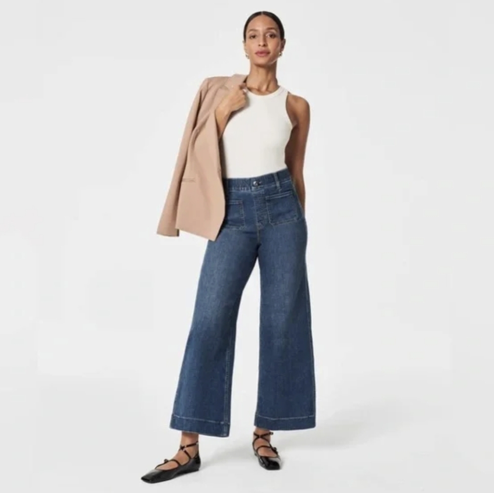 NWT SPANXshape™ EveryWear Cropped Wide Leg Jeans with Patch Pockets XL Tall